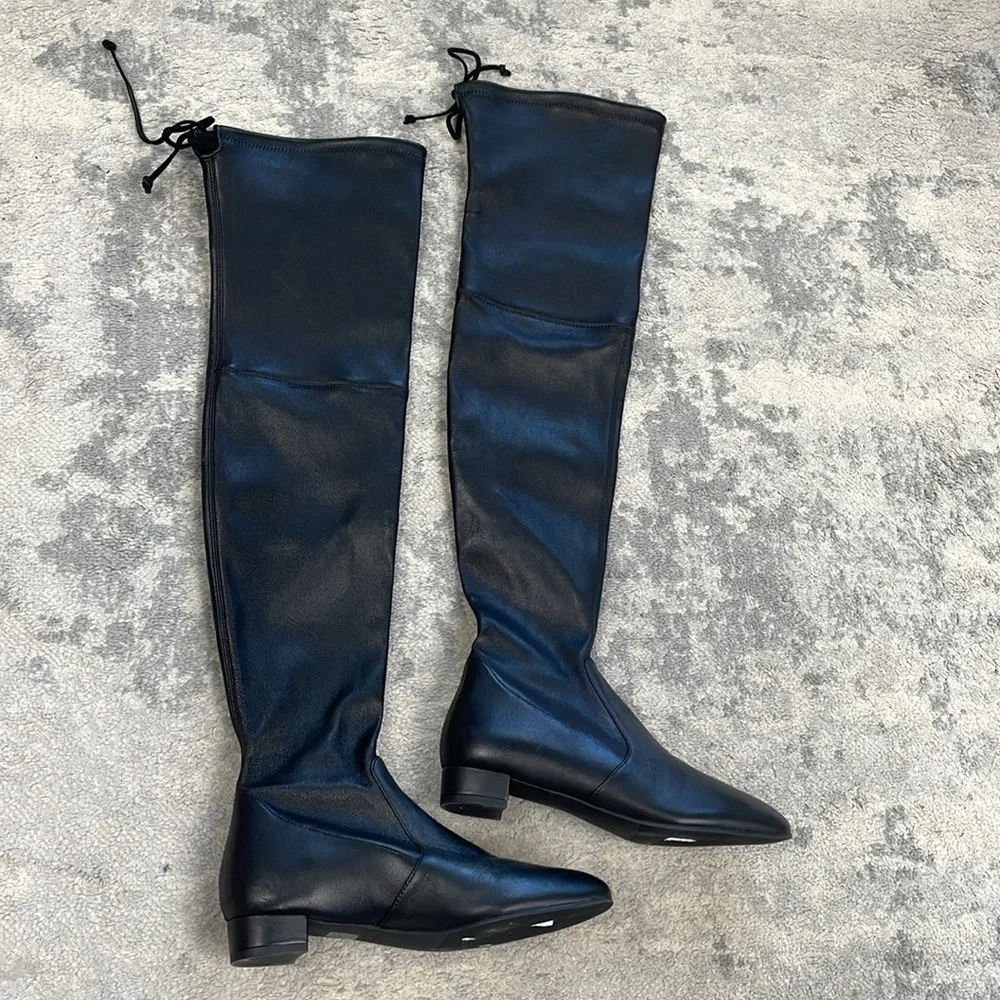 Stuart Weitzman Genna 25 City Boot Stretch Nappa Leather OTK Black Sz 5